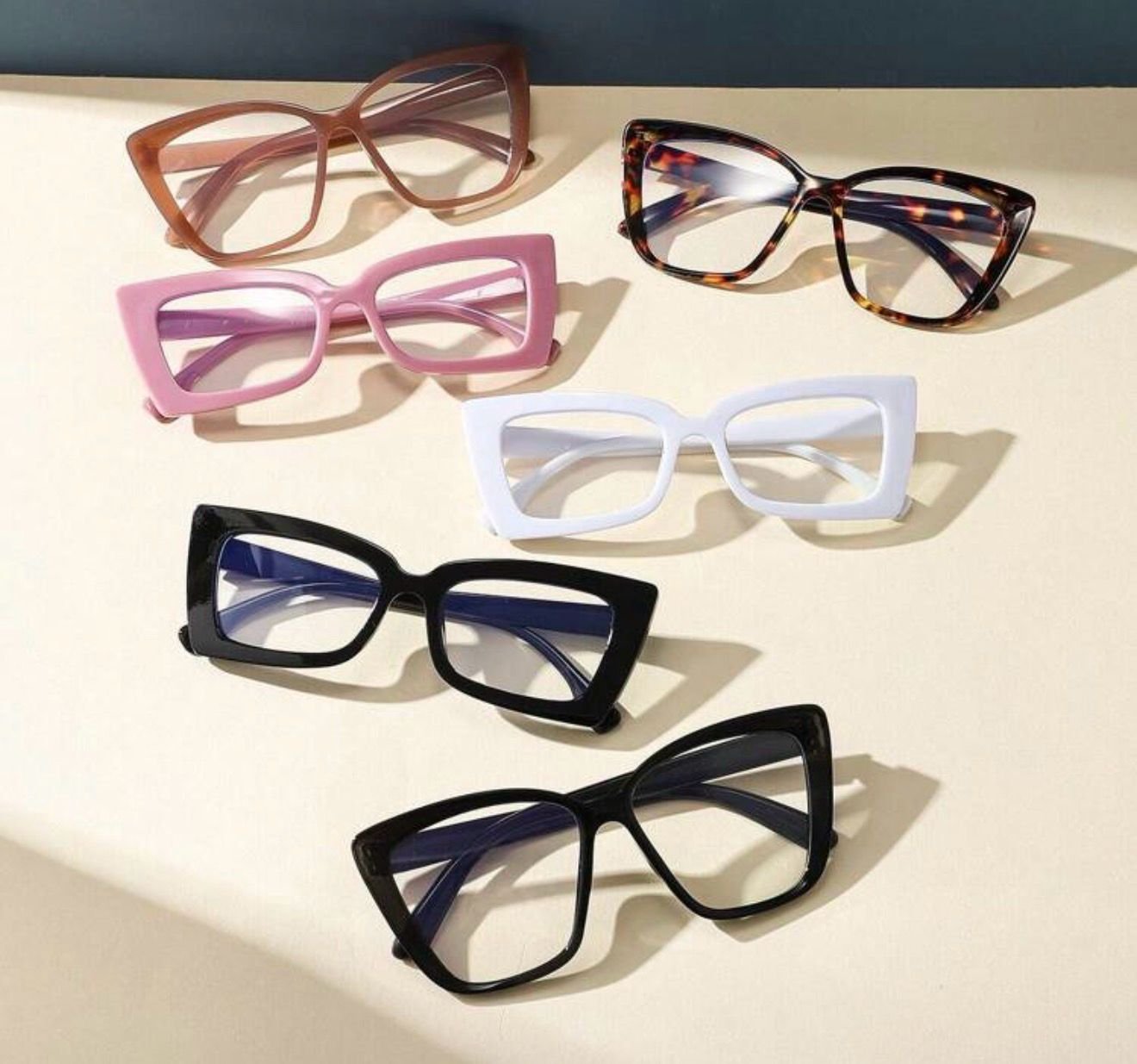 IMG-20251118-WA0005 Classic Oversized Cat-Eye Blue Light Blocking Glasses – 6 Color Set - Image 1
